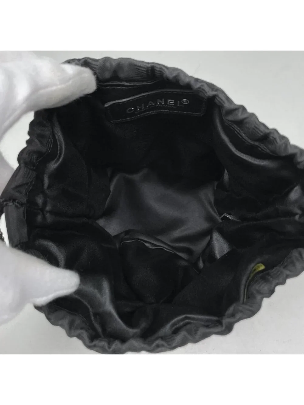 Chanel Makeup Pouch New Travel Line Drawstring Nylon Jacquard Black